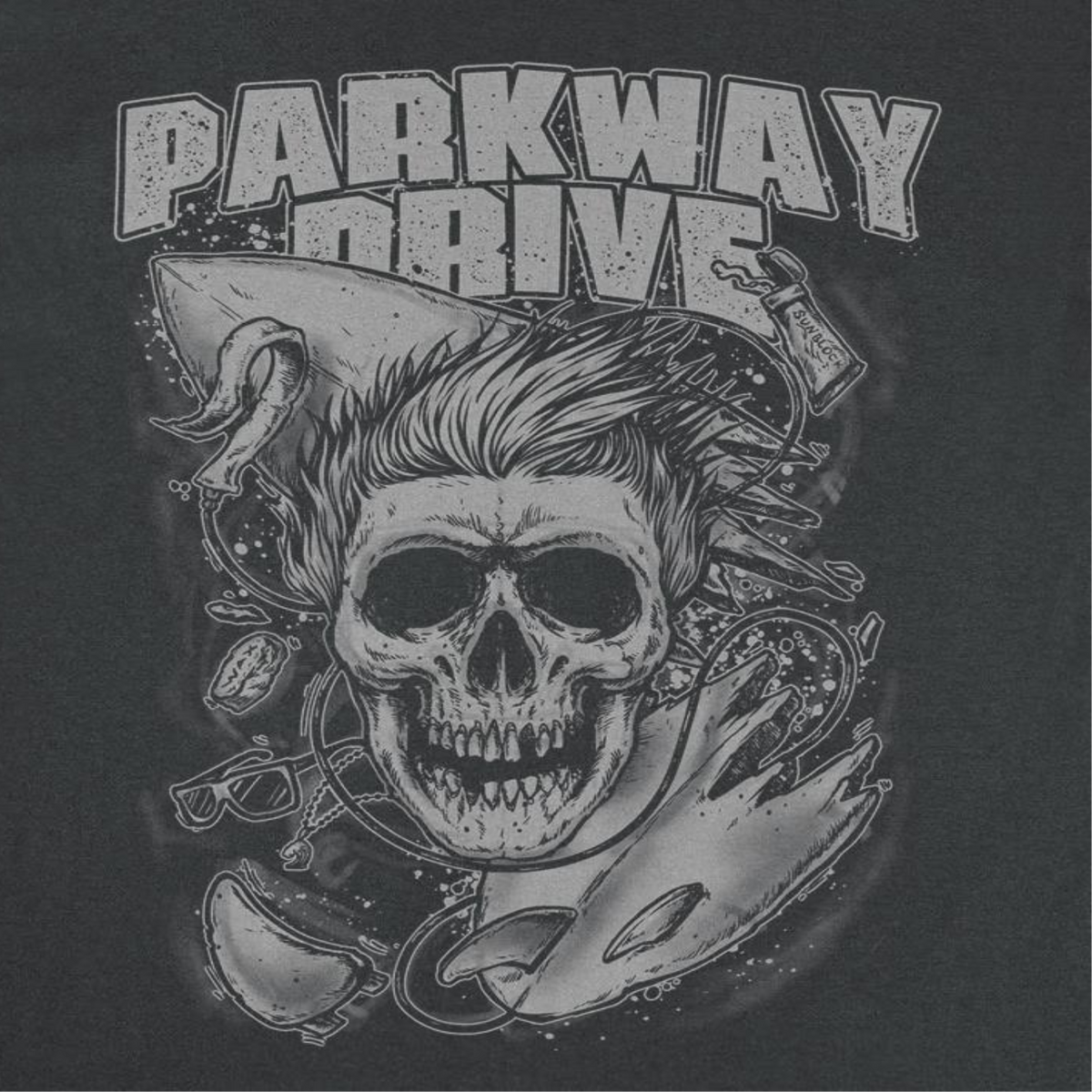 Parkway Drive Skull Surf Black T-Shirt, view 2
