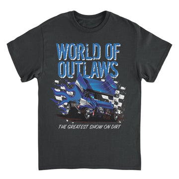 World of Outlaws Blue Fire Black T-Shirt