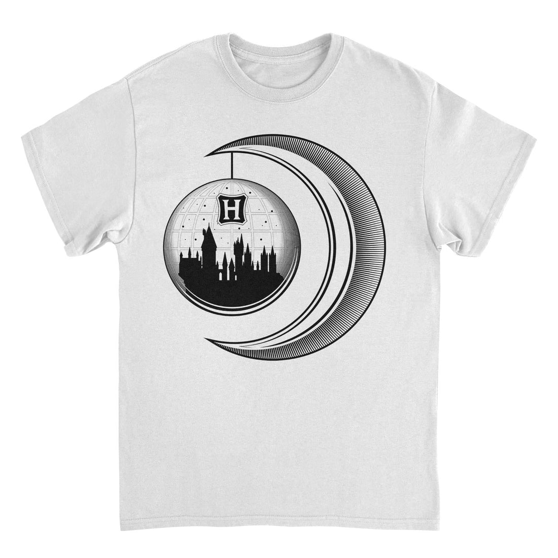 Harry Potter Hogwarts Moon Castle White T-Shirt