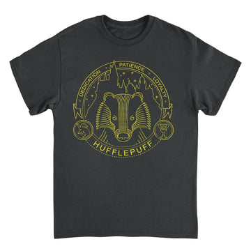 Harry Potter Minimalist Hufflepuff Mascot Outline Black T-Shirt