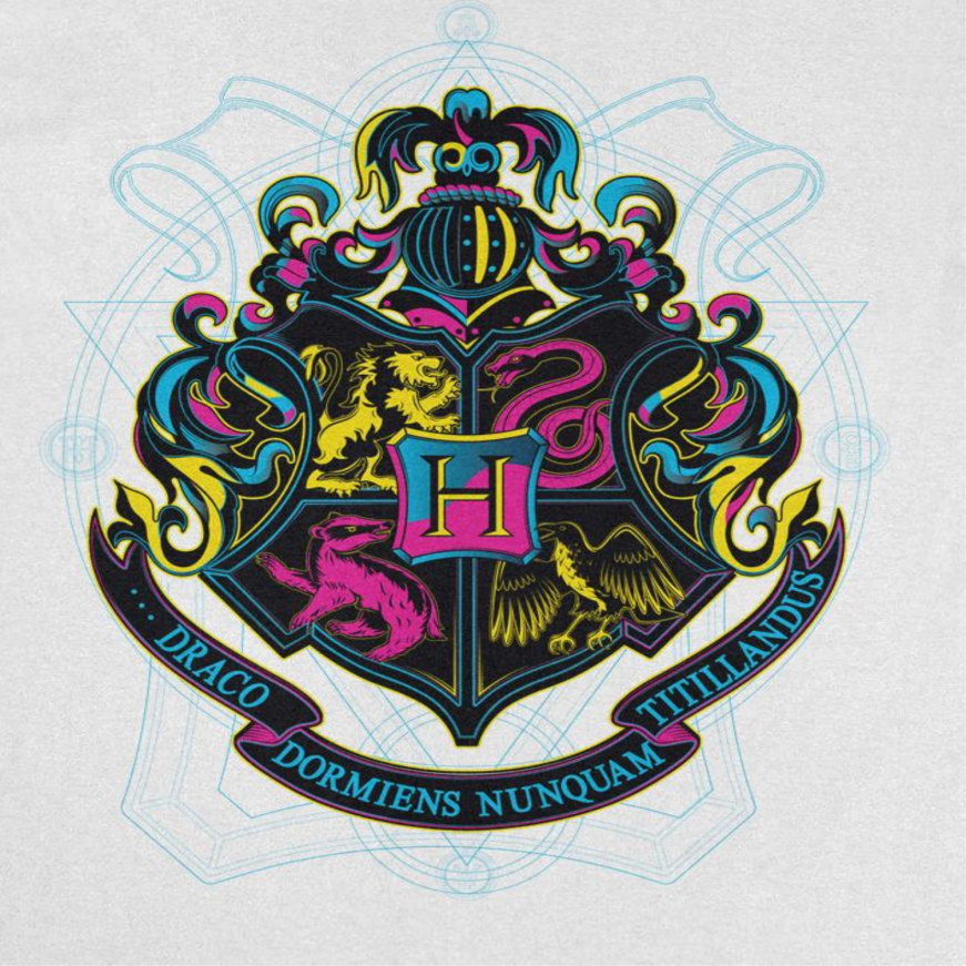 Harry Potter Hogwarts Bicolor Emblem White T-Shirt, view 2