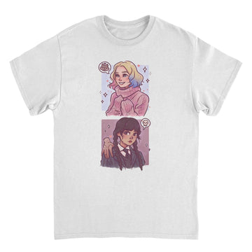 Wednesday Ghouls Stacked White T-Shirt