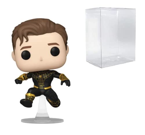 Funko Pop! Marvel: Spider-Man No Way Home - Unmasked Black Suit Spider-Man with Protector
