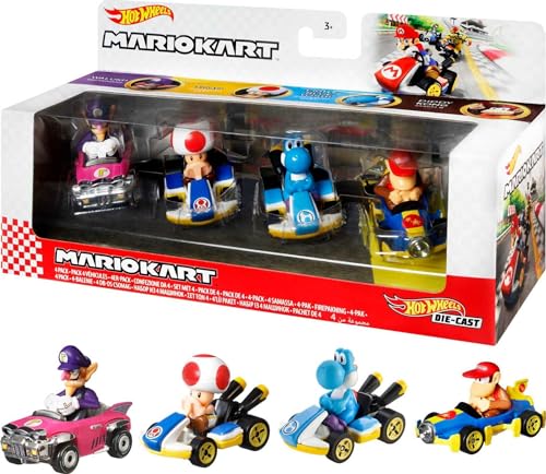 Hot Wheels Mario Kart 4-Pack Die-Cast Vehicles (Styles May Vary)
