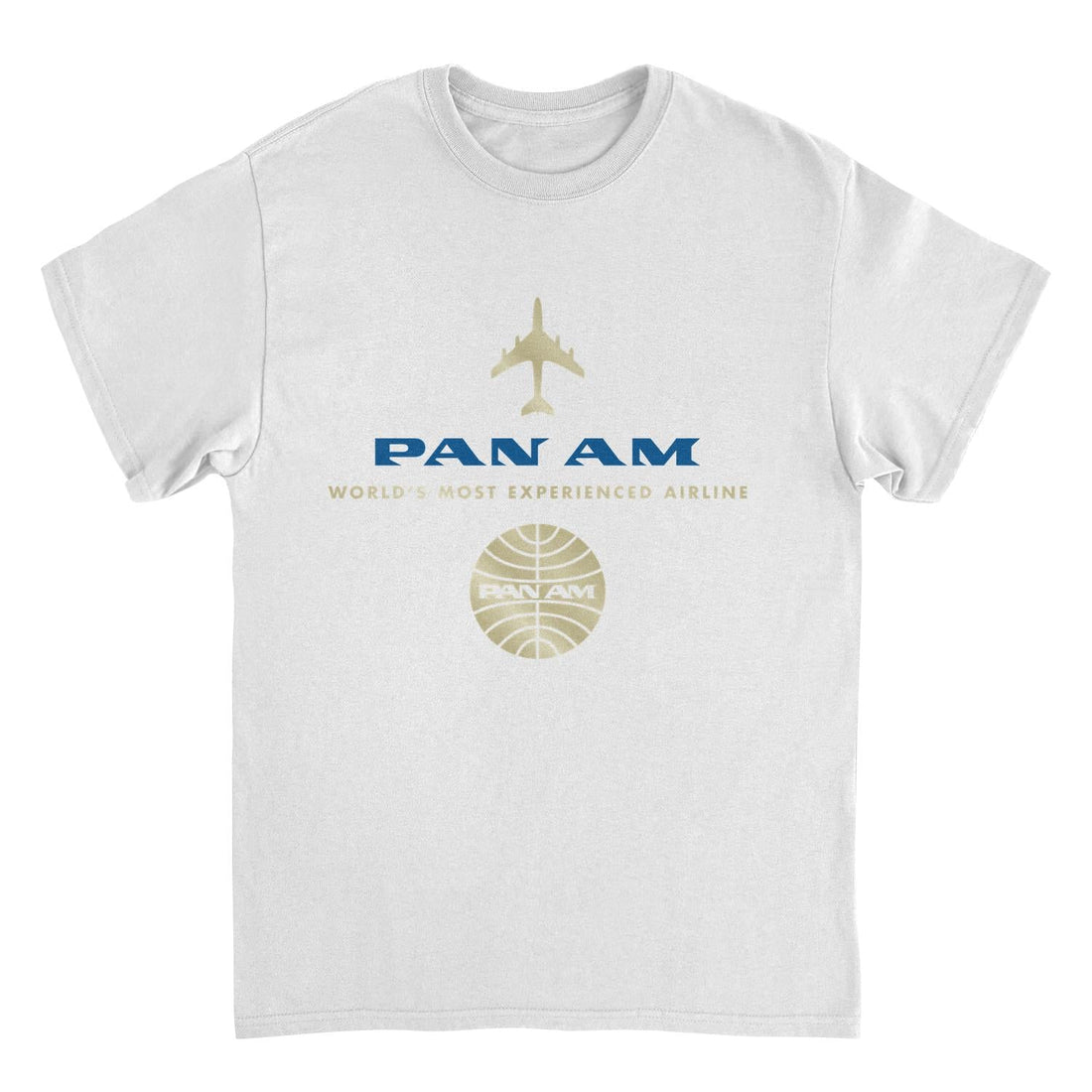 Pan Am World's Most Experienced Airline Gold White T-Shirt