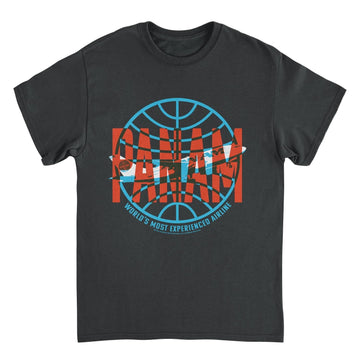 Pan Am Red Text Worlds Most Experienced Airline Black T-Shirt