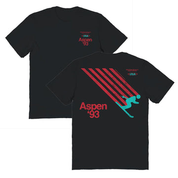 Ski Aspen '93 Front and Back Print Black T-Shirt