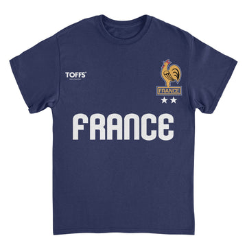 Toffs Retro Soccer Futbol France Navy T-Shirt