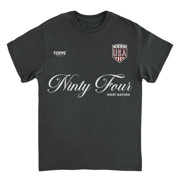 Toffs Retro Soccer Futbol Ninty Four Host Nation Black T-Shirt