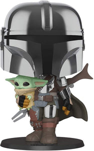 Pop! Star Wars: The Mandalorian - 10 Inch Chrome Mandalorian with The Child Vinyl Figure