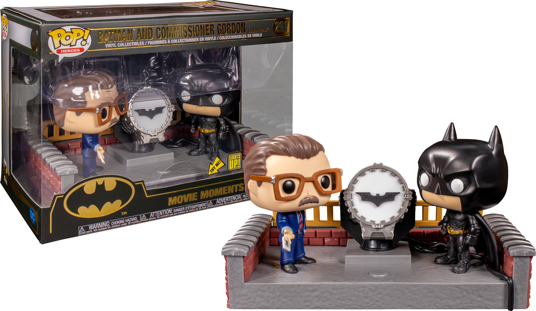 Batman Begins Funko Pop! Movie Moment Batman and James Gordan with Light-Up Bat-Signal #291